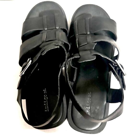 Indigo Rd Faux Leather Chunky Fisherman Platform Open Toe Black Sandals Women 11 - Picture 4 of 7